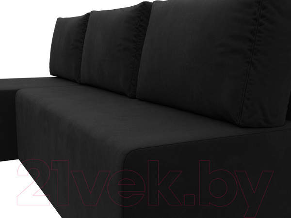 Изображение товара Диван угловой Лига Диванов Поло левый (микровельвет черный)