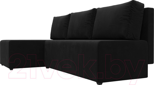 Изображение товара Диван угловой Лига Диванов Поло левый (микровельвет черный)
