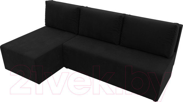 Изображение товара Диван угловой Лига Диванов Поло левый (микровельвет черный)