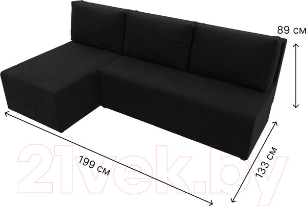 Изображение товара Диван угловой Лига Диванов Поло левый (микровельвет черный)