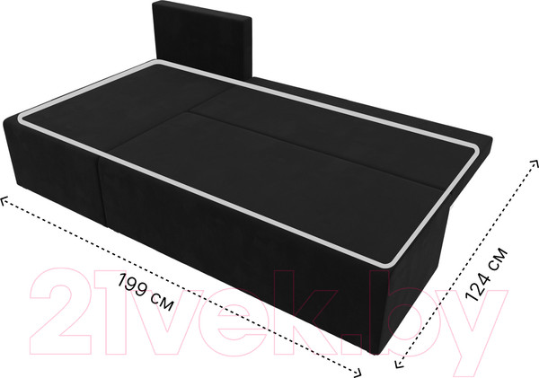 Изображение товара Диван угловой Лига Диванов Поло левый (микровельвет черный)