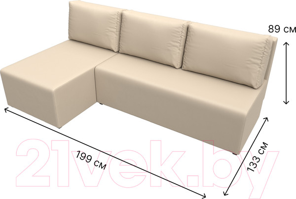 Изображение товара Диван угловой Лига Диванов Поло левый (экокожа бежевый)