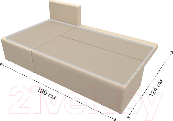 Изображение товара Диван угловой Лига Диванов Поло левый (экокожа бежевый)