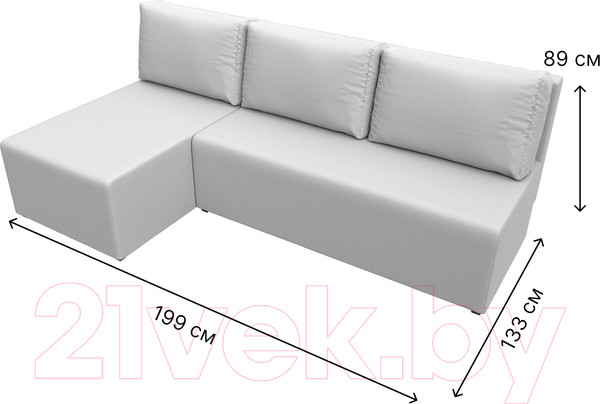 Изображение товара Диван угловой Лига Диванов Поло левый (экокожа белый)