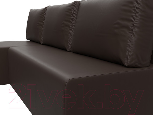 Изображение товара Диван угловой Лига Диванов Поло левый (экокожа коричневый)