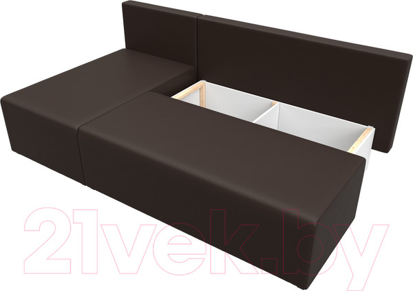 Изображение товара Диван угловой Лига Диванов Поло левый (экокожа коричневый)