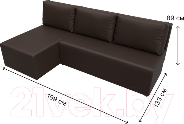 Изображение товара Диван угловой Лига Диванов Поло левый (экокожа коричневый)