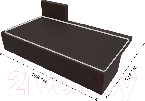 Изображение товара Диван угловой Лига Диванов Поло левый (экокожа коричневый)