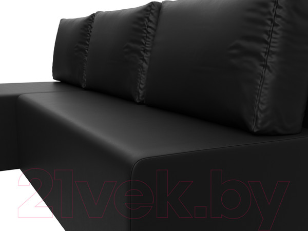 Изображение товара Диван угловой Лига Диванов Поло левый (экокожа черный)