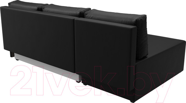 Изображение товара Диван угловой Лига Диванов Поло левый (экокожа черный)