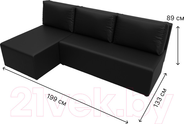Изображение товара Диван угловой Лига Диванов Поло левый (экокожа черный)