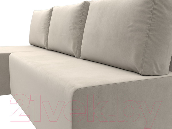 Изображение товара Диван угловой Лига Диванов Поло левый (микровельвет бежевый)