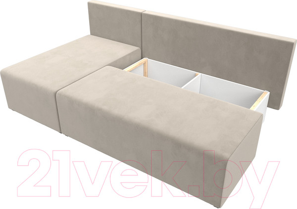 Изображение товара Диван угловой Лига Диванов Поло левый (микровельвет бежевый)