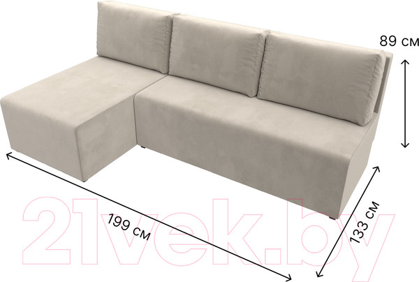 Изображение товара Диван угловой Лига Диванов Поло левый (микровельвет бежевый)