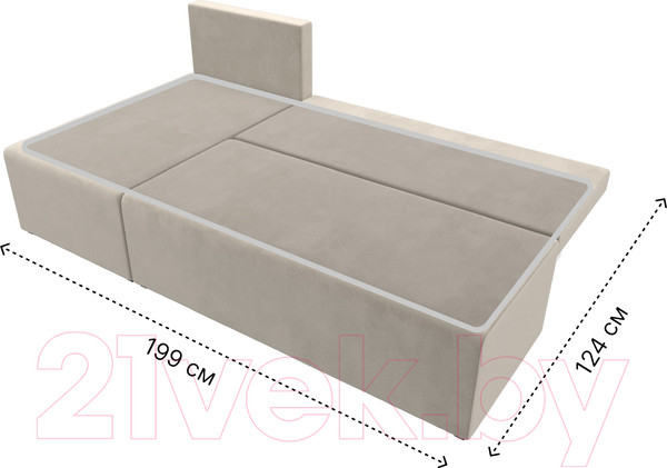 Изображение товара Диван угловой Лига Диванов Поло левый (микровельвет бежевый)