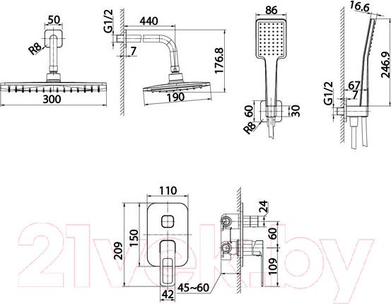 Изображение товара Душевая система со смесителем IDDIS SLIBL02i67