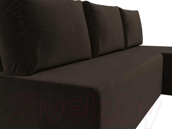 Изображение товара Диван угловой Лига Диванов Поло правый (микровельвет коричневый)