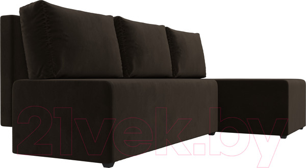 Изображение товара Диван угловой Лига Диванов Поло правый (микровельвет коричневый)