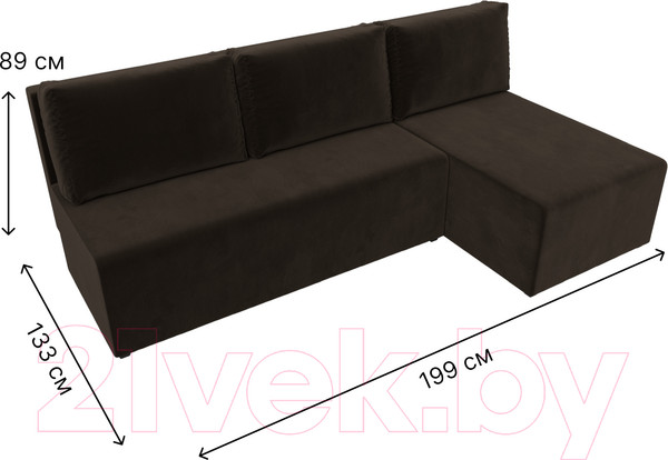 Изображение товара Диван угловой Лига Диванов Поло правый (микровельвет коричневый)