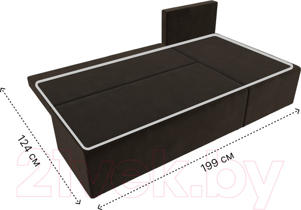 Изображение товара Диван угловой Лига Диванов Поло правый (микровельвет коричневый)