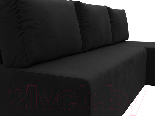 Изображение товара Диван угловой Лига Диванов Поло правый (микровельвет черный)