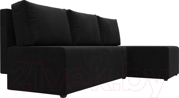 Изображение товара Диван угловой Лига Диванов Поло правый (микровельвет черный)