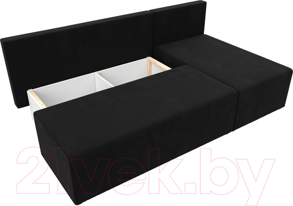 Изображение товара Диван угловой Лига Диванов Поло правый (микровельвет черный)