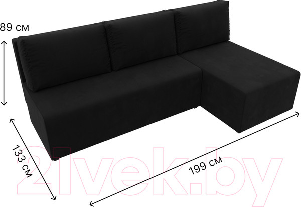 Изображение товара Диван угловой Лига Диванов Поло правый (микровельвет черный)