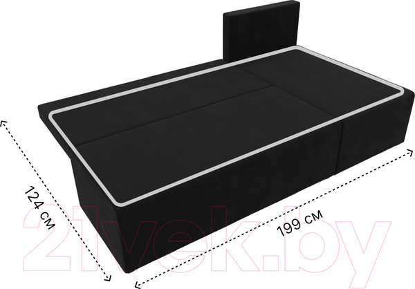 Изображение товара Диван угловой Лига Диванов Поло правый (микровельвет черный)