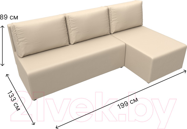 Изображение товара Диван угловой Лига Диванов Поло правый (экокожа бежевый)