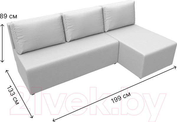 Изображение товара Диван угловой Лига Диванов Поло правый (экокожа белый)