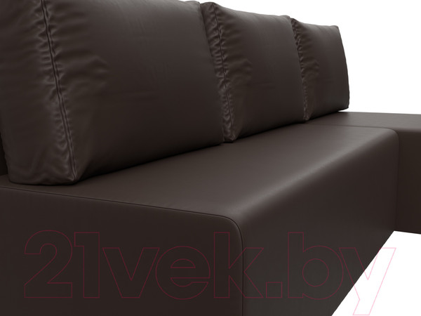 Изображение товара Диван угловой Лига Диванов Поло правый (экокожа коричневый)