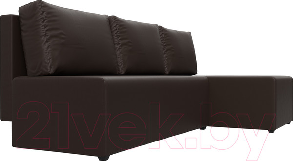 Изображение товара Диван угловой Лига Диванов Поло правый (экокожа коричневый)