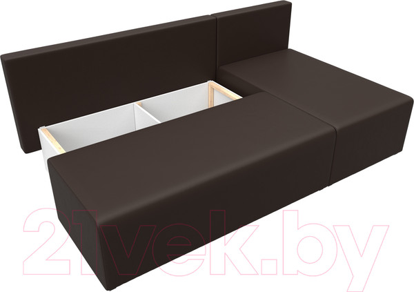 Изображение товара Диван угловой Лига Диванов Поло правый (экокожа коричневый)