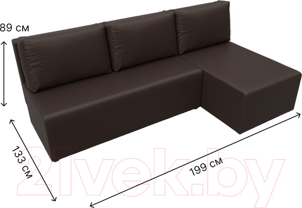 Изображение товара Диван угловой Лига Диванов Поло правый (экокожа коричневый)