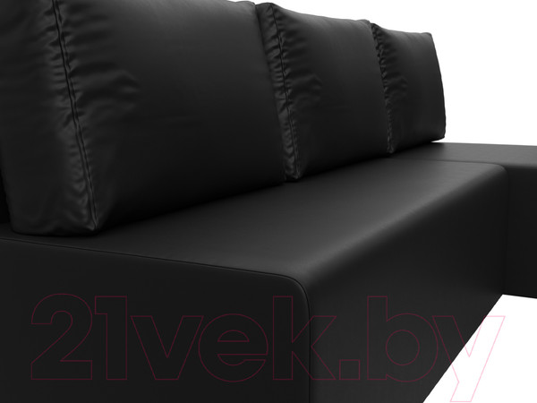 Изображение товара Диван угловой Лига Диванов Поло правый (экокожа черный)