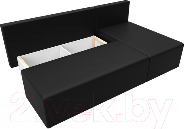 Изображение товара Диван угловой Лига Диванов Поло правый (экокожа черный)