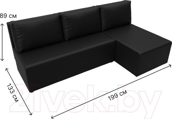 Изображение товара Диван угловой Лига Диванов Поло правый (экокожа черный)