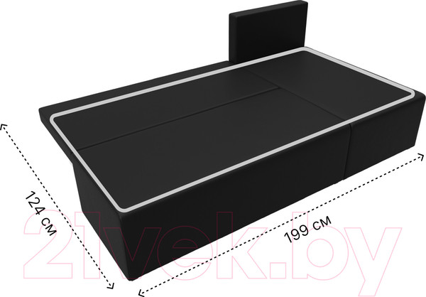 Изображение товара Диван угловой Лига Диванов Поло правый (экокожа черный)