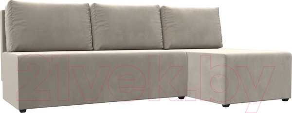 Изображение товара Диван угловой Лига Диванов Поло правый (микровельвет бежевый)