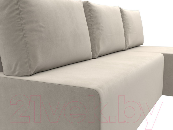 Изображение товара Диван угловой Лига Диванов Поло правый (микровельвет бежевый)