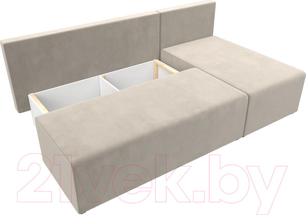 Изображение товара Диван угловой Лига Диванов Поло правый (микровельвет бежевый)