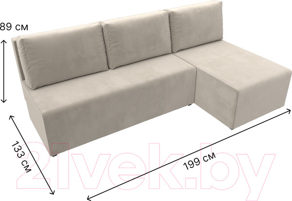 Изображение товара Диван угловой Лига Диванов Поло правый (микровельвет бежевый)