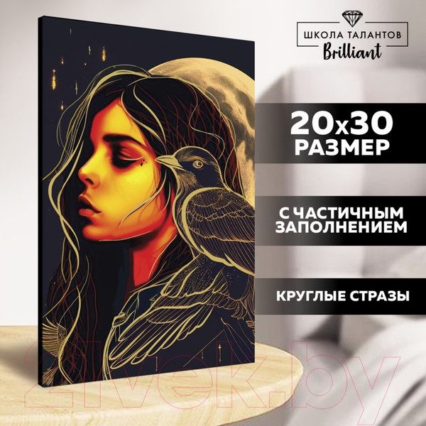 Изображение товара Набор алмазной вышивки Школа талантов Девушка с вороном / 9605303