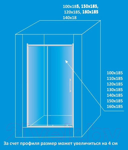 Изображение товара Душевая дверь Водный мир ТА-1 (130x185)