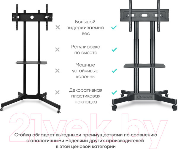Изображение товара Стойка для ТВ/аппаратуры Onkron TS1351 (черный)