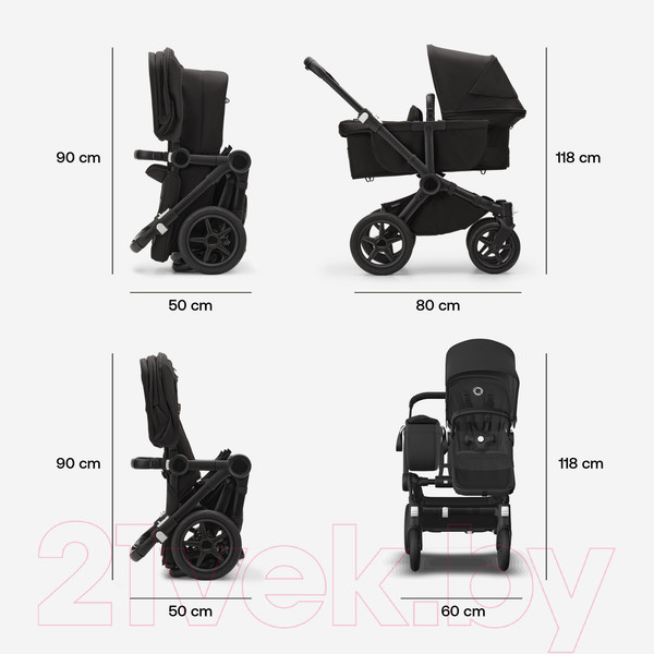 Изображение товара Детская универсальная коляска Bugaboo Donkey 5 2 в 1 с капюшоном (Black/Forest Green)
