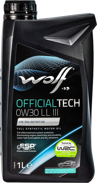 Изображение товара Моторное масло WOLF OfficialTech 0W30 LL III FE / 65620/1 (1л)