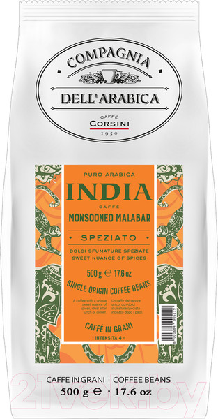 Изображение товара Кофе в зернах Compagnia Dell'Arabica Индия Мусонный Малабар (500г)