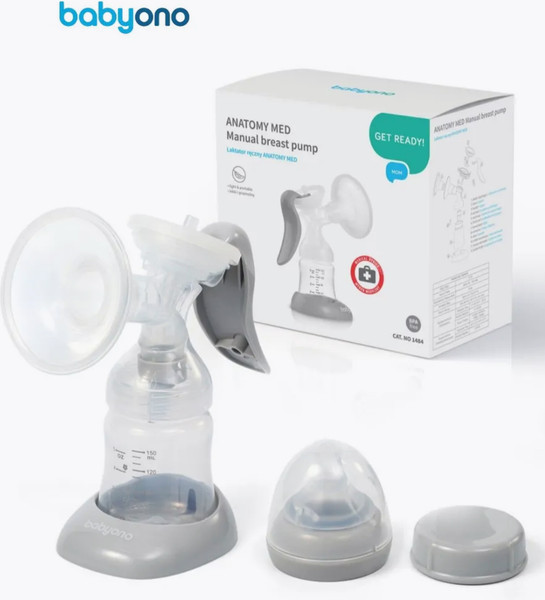 Изображение товара Молокоотсос ручной BabyOno Anatomy с бутылочкой / 1484